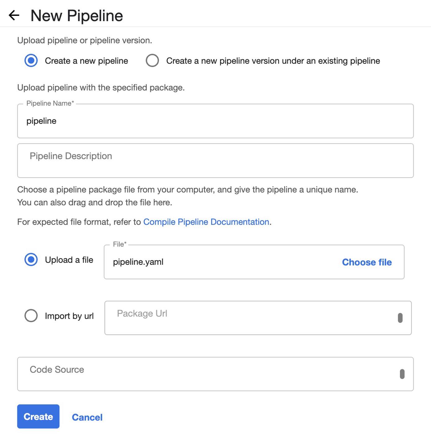 Upload Pipeline YAML